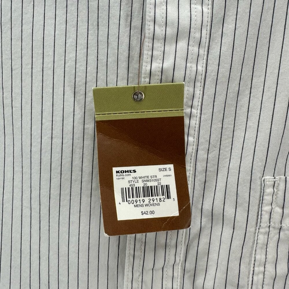 Sonoma Life+Style Shirt Mens S Casual Poplin Button Up Long Sleeve Striped White - Picture 11 of 12
